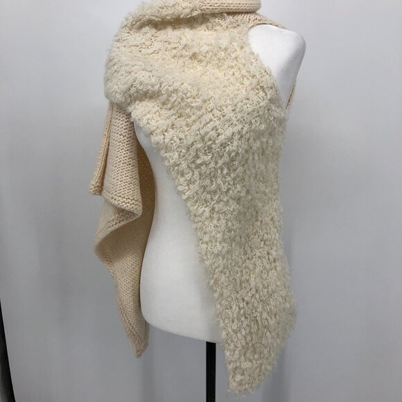 Cecile Bénac Creme Wool Alpaca Polyamide Vest Cardigan Contrast Fuzzy Knit SP - Picture 14 of 16